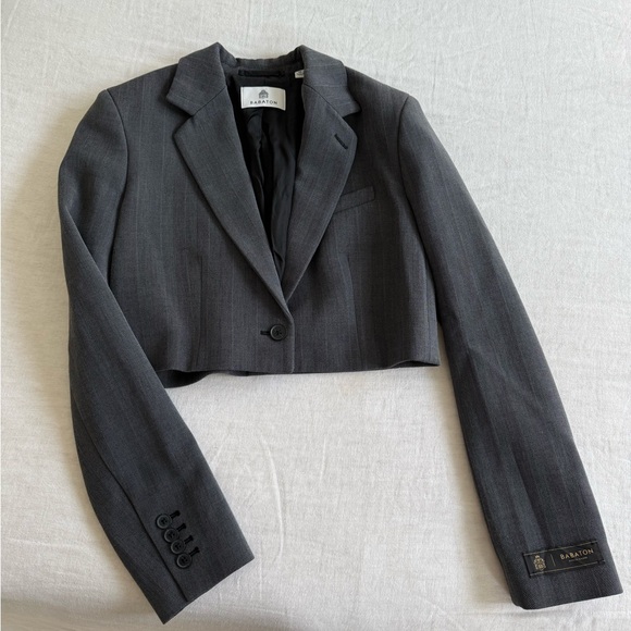 Aritzia Babaton Charcoal Cropped Blazer - Picture 4 of 6